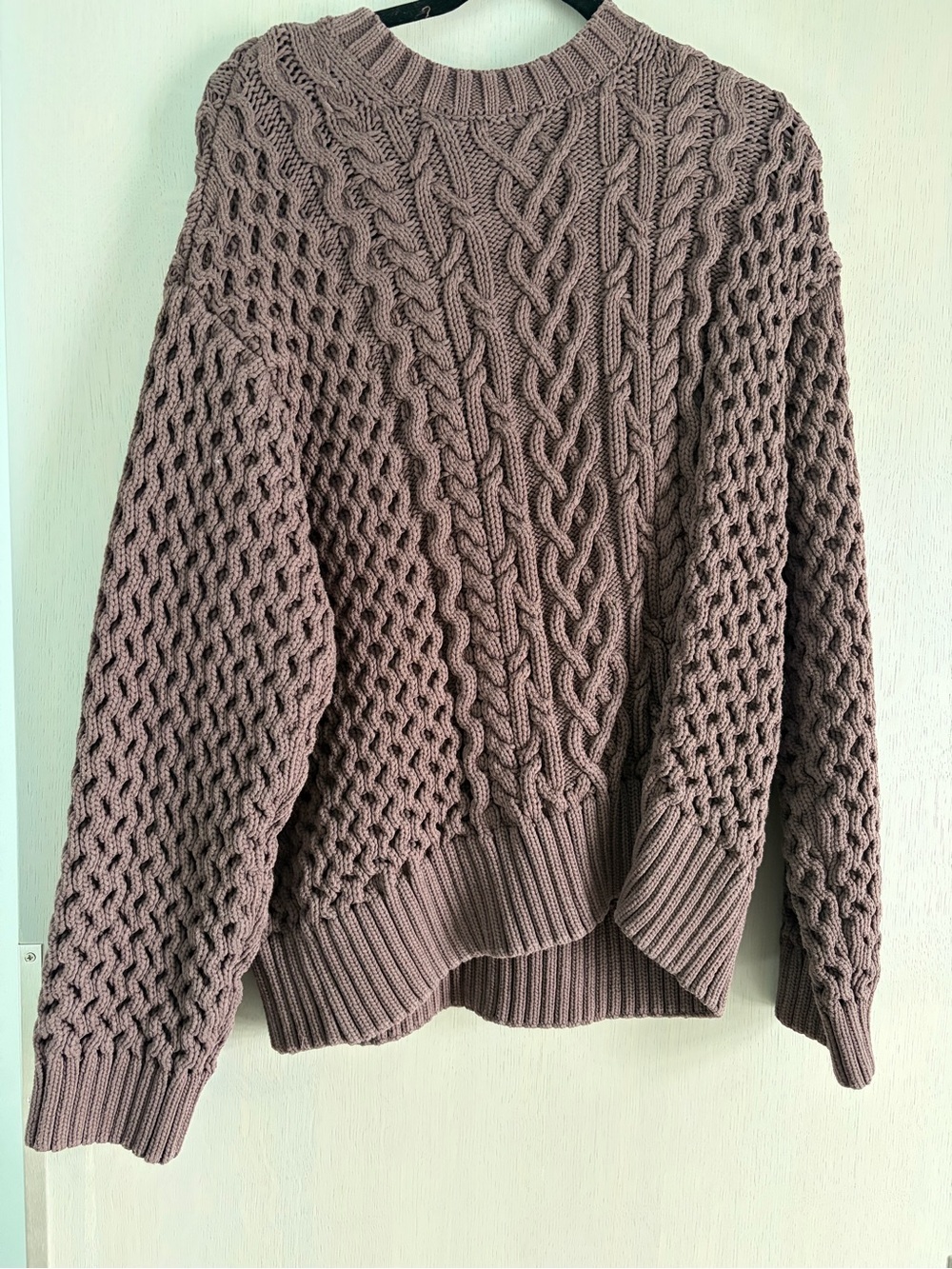 Song of Style Mauve Cable Knit Crewneck Sweater